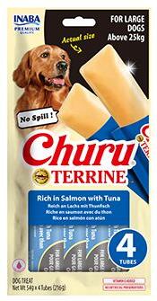 Churu Dog Terrine losos s tuňákem plemena L 4x54g