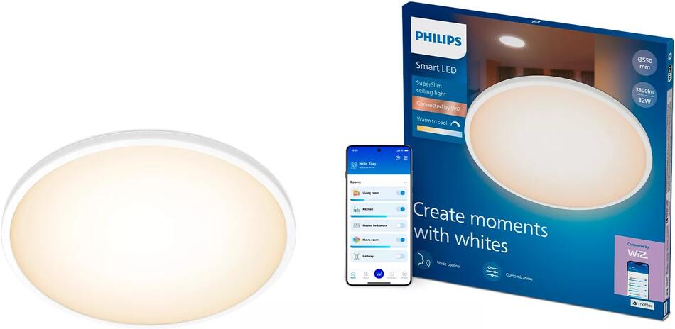 Philips LED stropní svítidlo kulaté 32W, nastavitelná bílá, 1 ks WiZ
