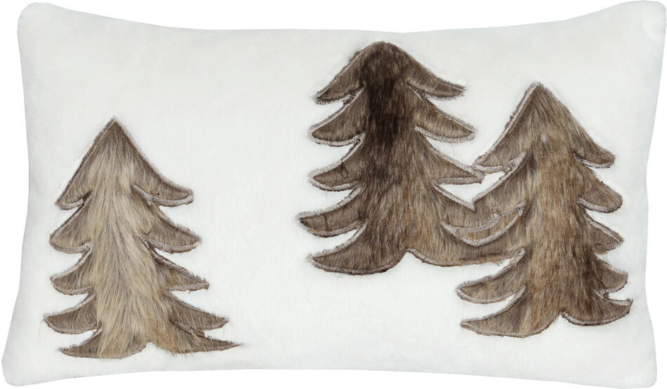 Polštář s výplní - bílý se stromky, 100% polyester, 50 x 30 cm Autronic (POL1232), Bílá, Polyester 100%