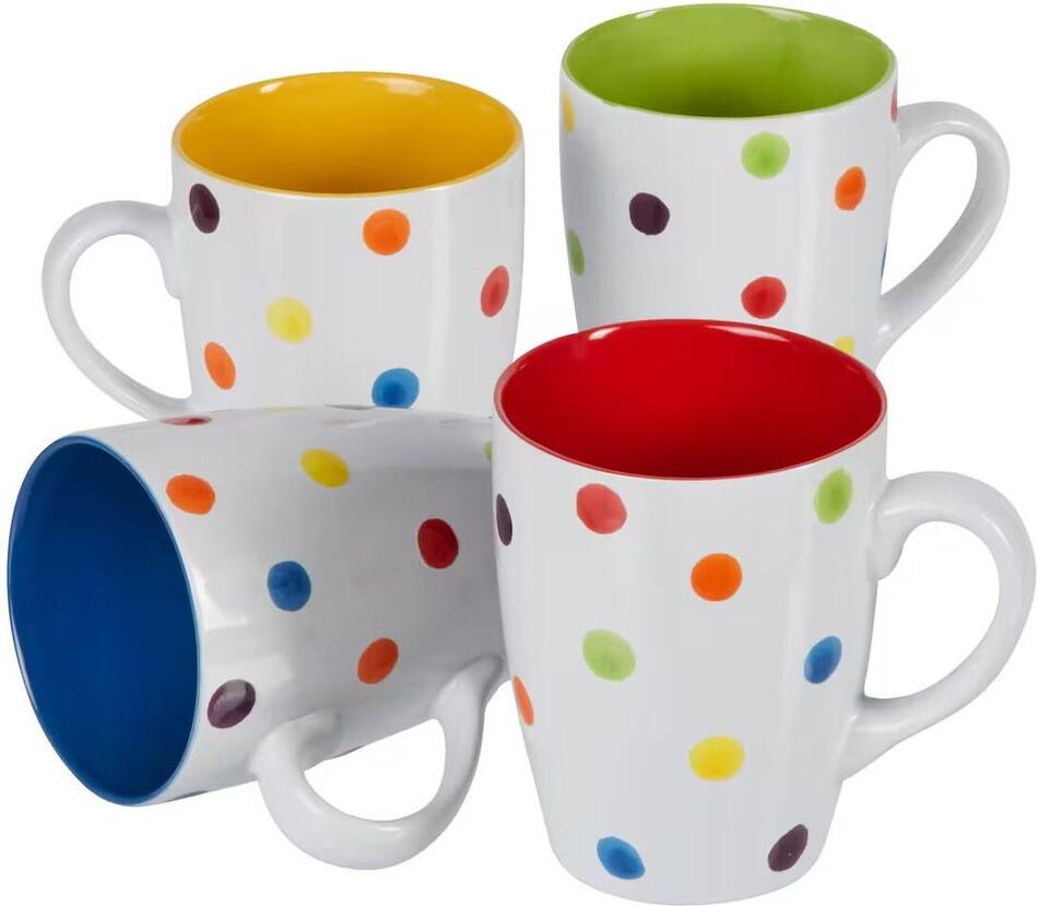 Moderne-hausfrau sada keramických hrnků Puntíky 330 ml, 4 ks