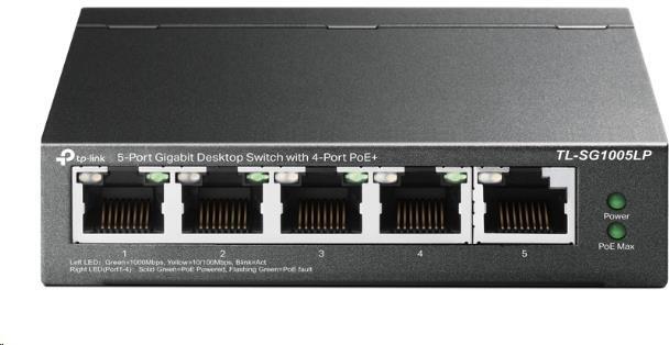TP-Link switch TL-SG1005LP (5xGbE, 4xPoE+, 40W, fanless)