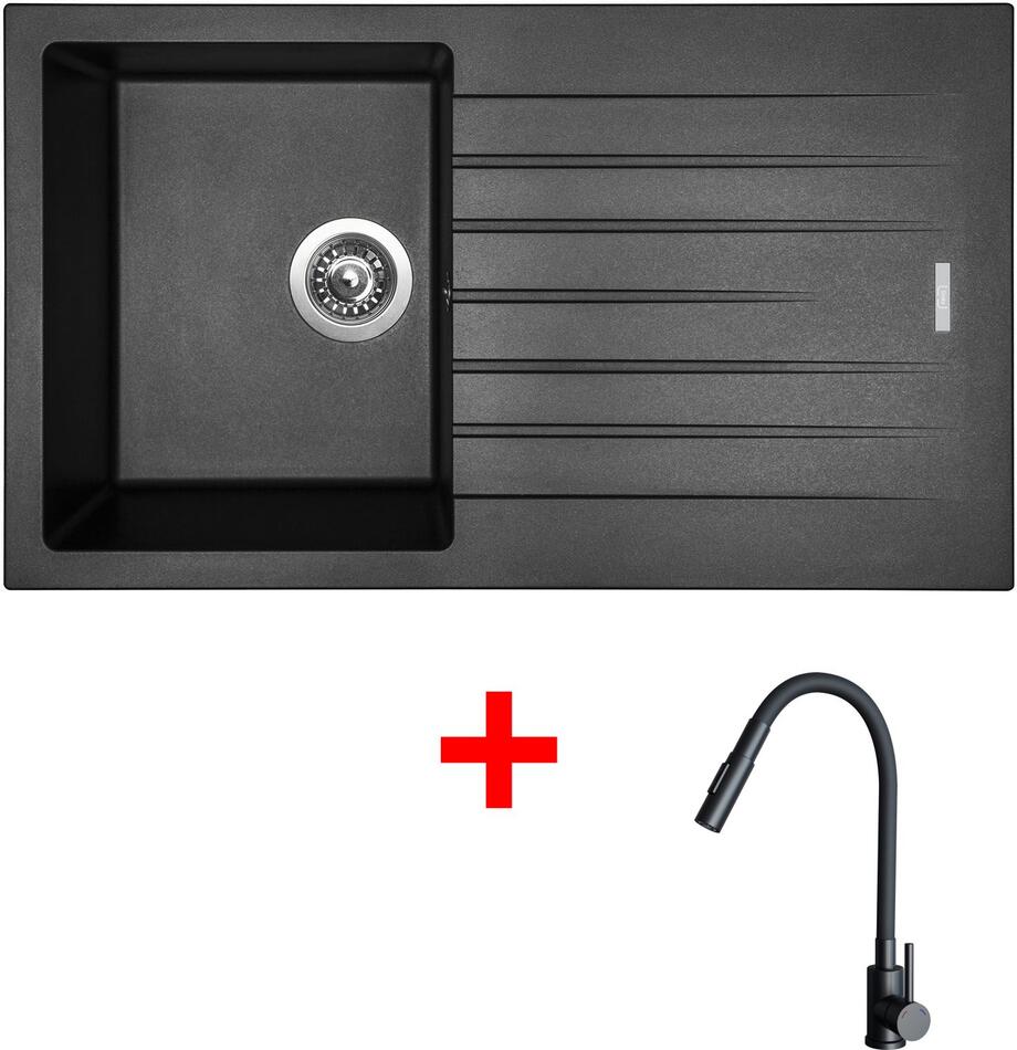 Sinks PERFECTO 860 Metalblack + ELASTA S černá matná