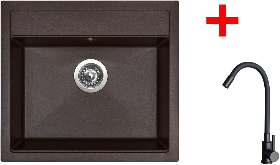 Sinks SOLO 560 Marone + ELASTA černá matná