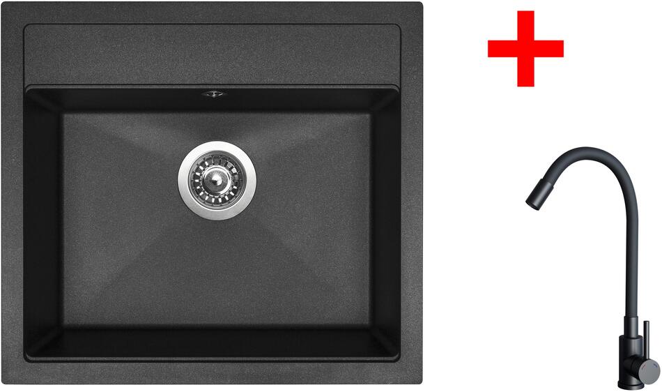 Sinks SOLO 560 Granblack + ELASTA černá matná