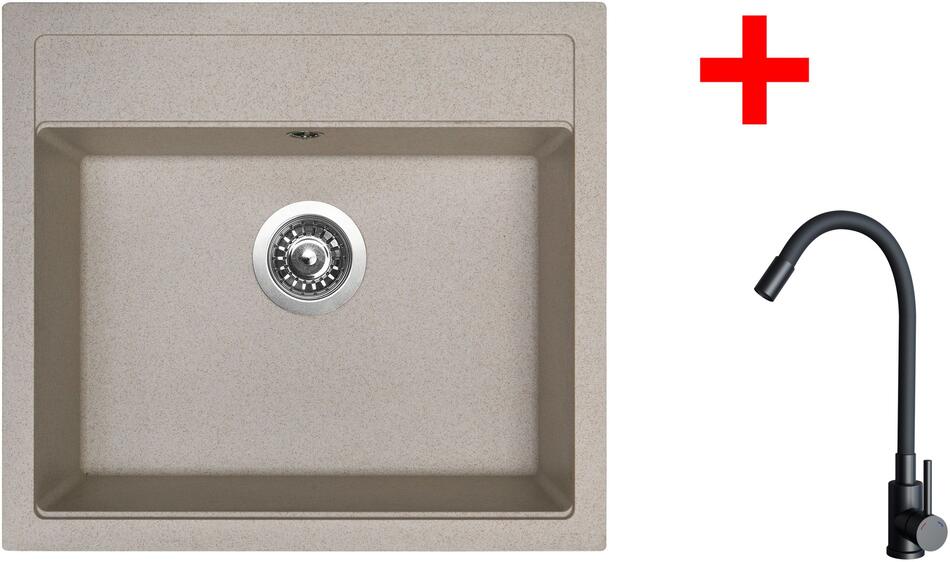 Sinks SOLO 560 Avena + ELASTA černá matná
