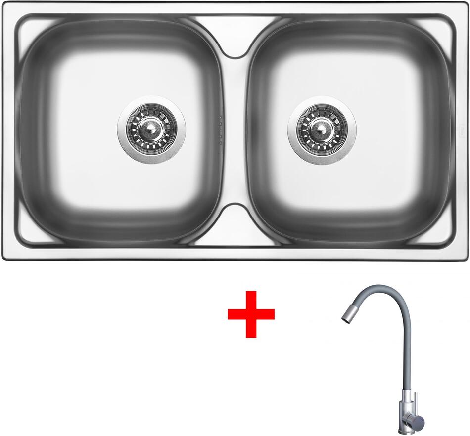 Sinks OKIO 780 DUO + ELASTA nerez/šedá