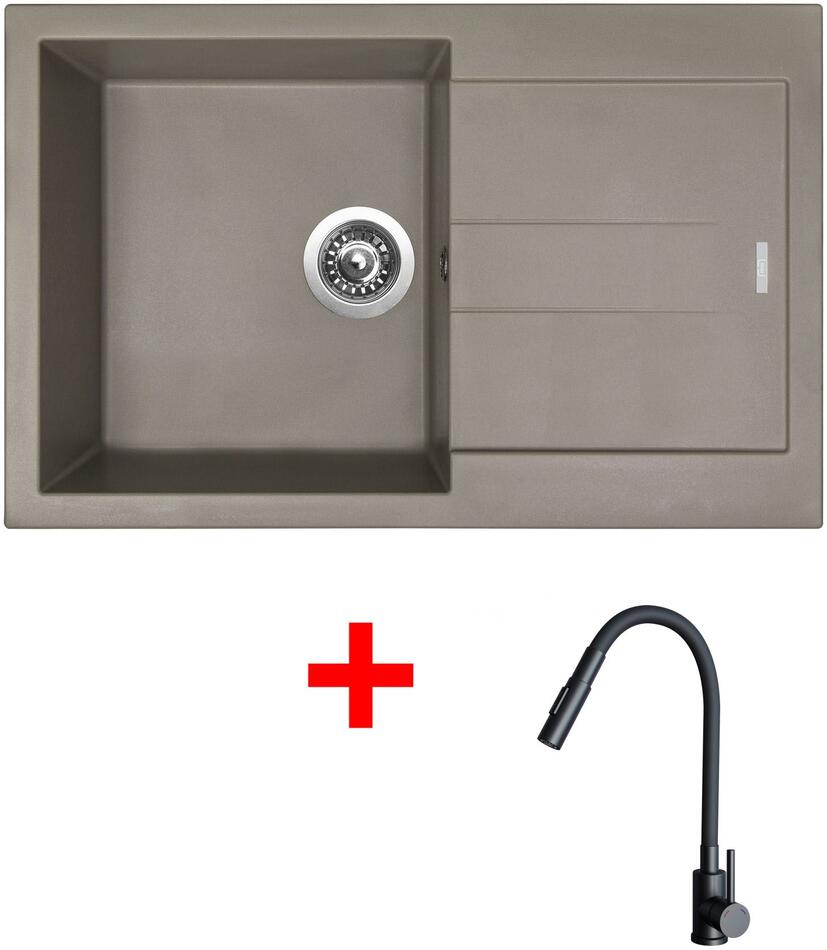 Sinks AMANDA 780 Truffle + ELASTA S černá matná