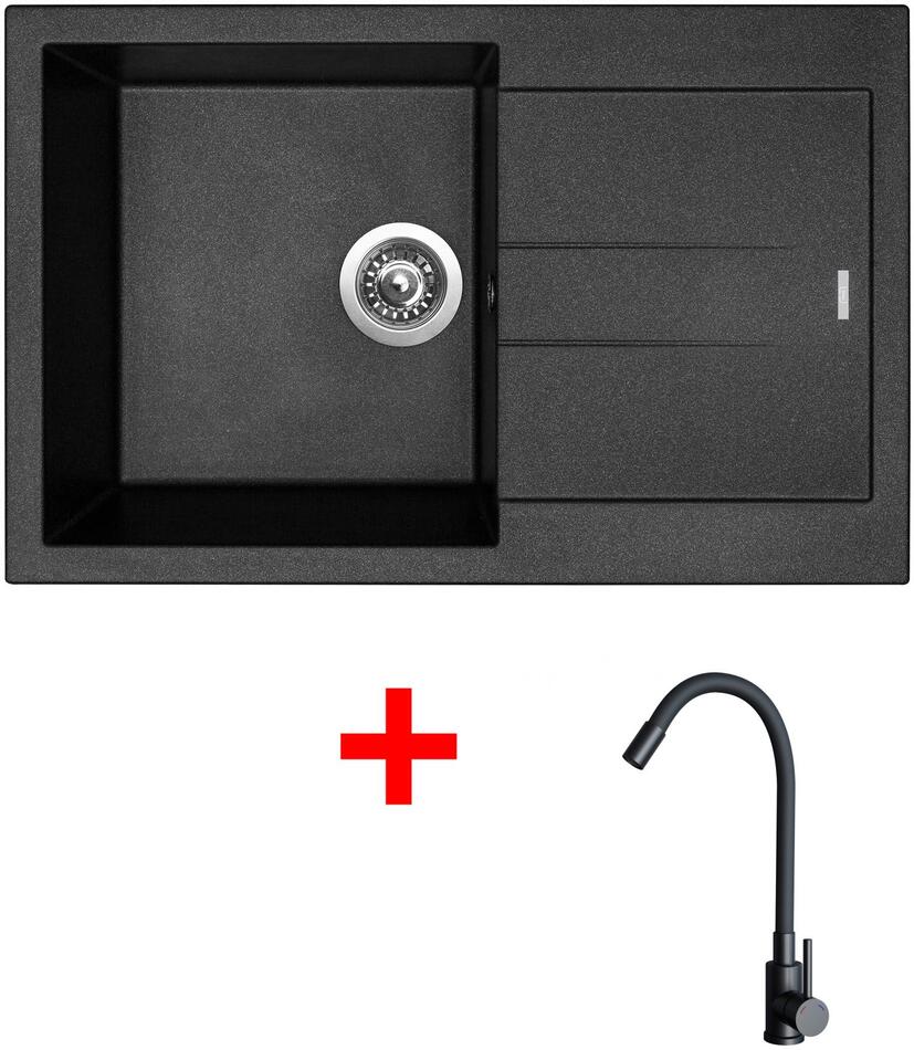 Sinks AMANDA 780 Metalblack + ELASTA černá matná