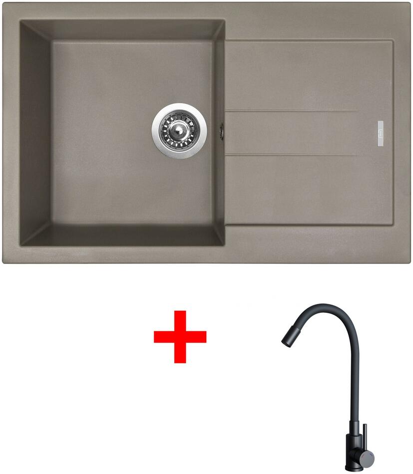 Sinks AMANDA 780 Truffle + ELASTA černá matná