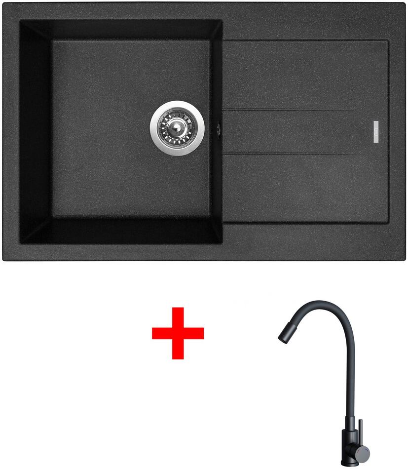 Sinks AMANDA 780 Granblack + ELASTA černá matná