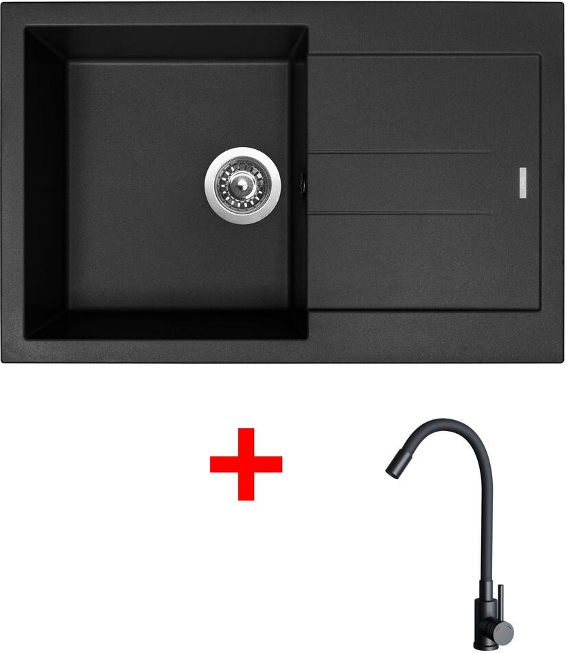 Sinks AMANDA 780 Pureblack + ELASTA černá matná
