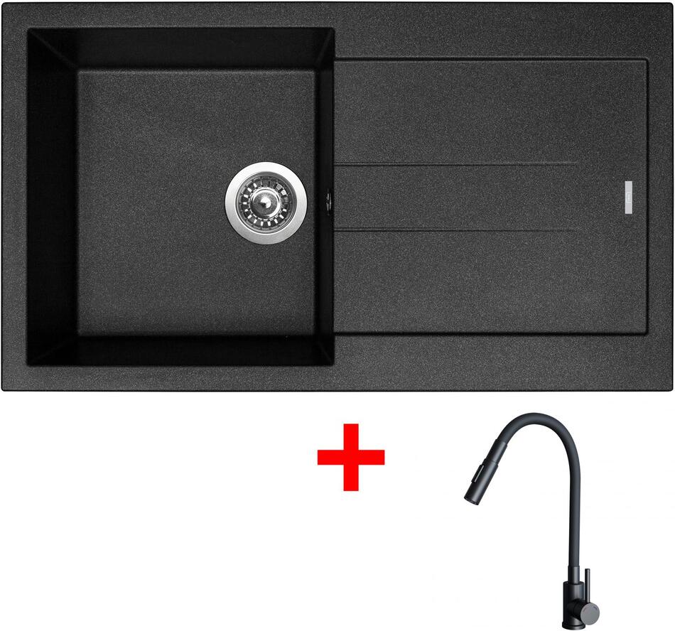 Sinks AMANDA 860 Metalblack + ELASTA S černá matná