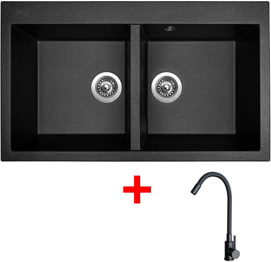 Sinks AMANDA 860 DUO Metalblack + ELASTA černá matná