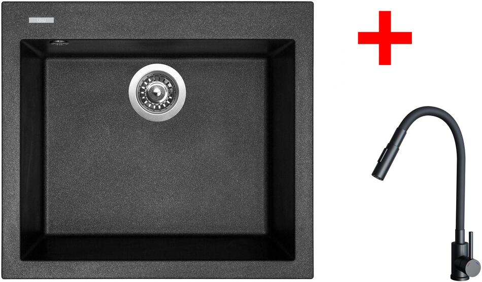 Sinks CUBE 560 Metalblack + ELASTA S černá matná