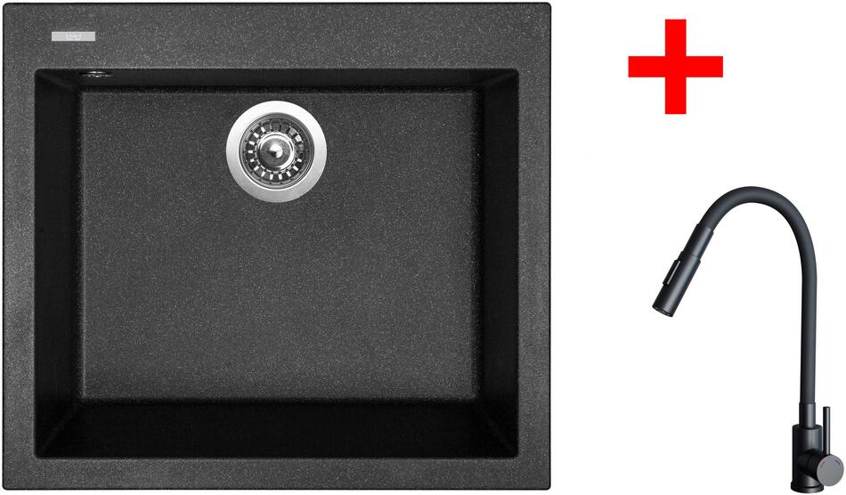 Sinks CUBE 560 Granblack + ELASTA S černá matná