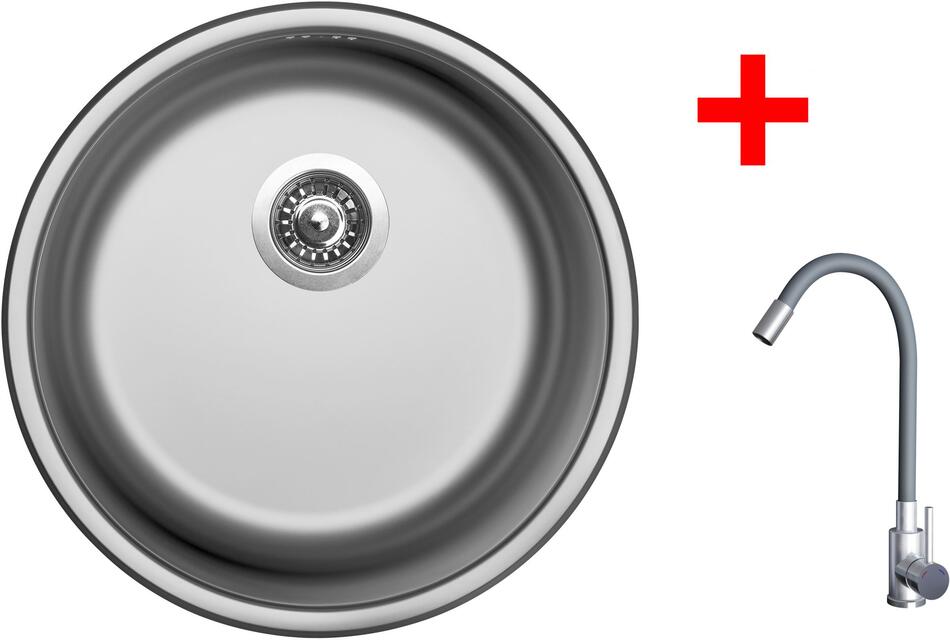 Sinks ROUND 450 + ELASTA nerez/šedá