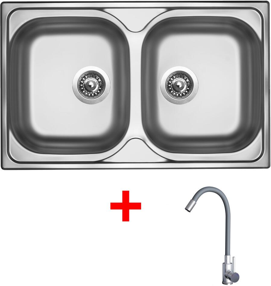 Sinks CLASSIC 800 DUO + ELASTA nerez/šedá