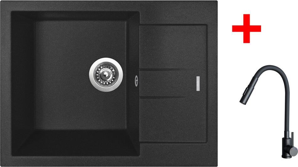 Sinks AMANDA 650 Metalblack + ELASTA S černá matná