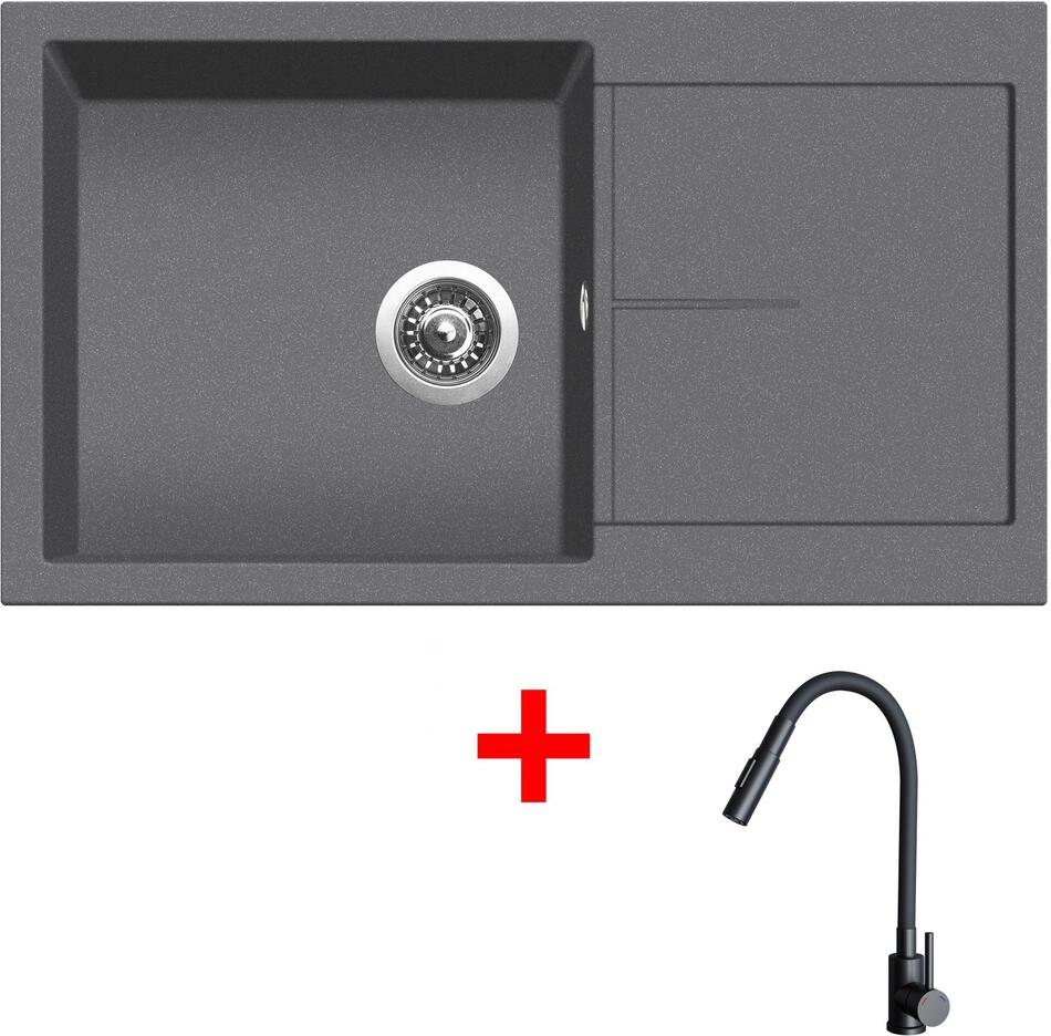 Sinks INFINITY 860 Titanium + ELASTA S černá matná