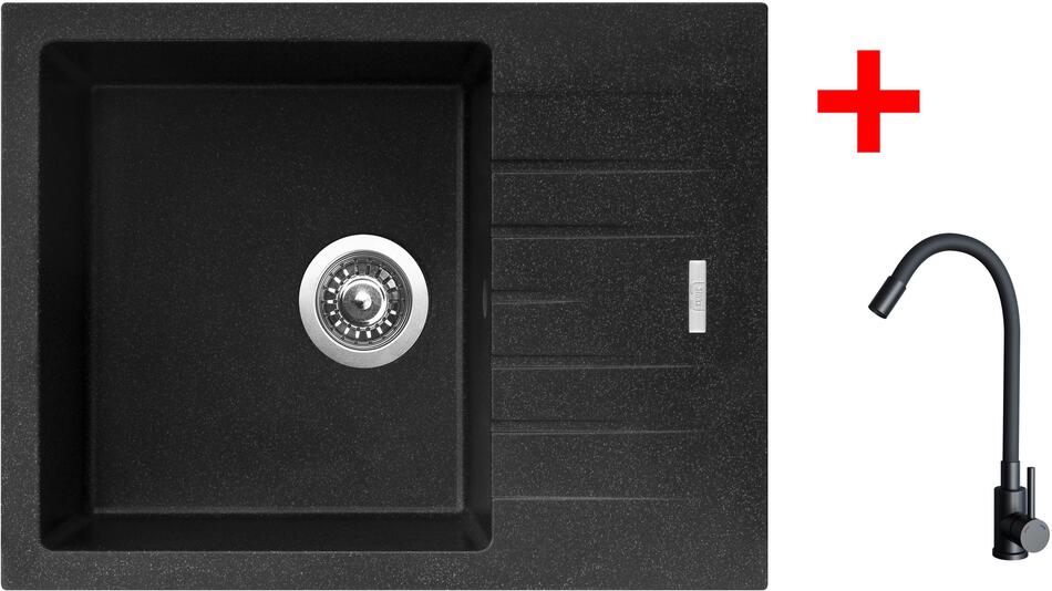 Sinks PERFECTO 650 Granblack + ELASTA černá matná