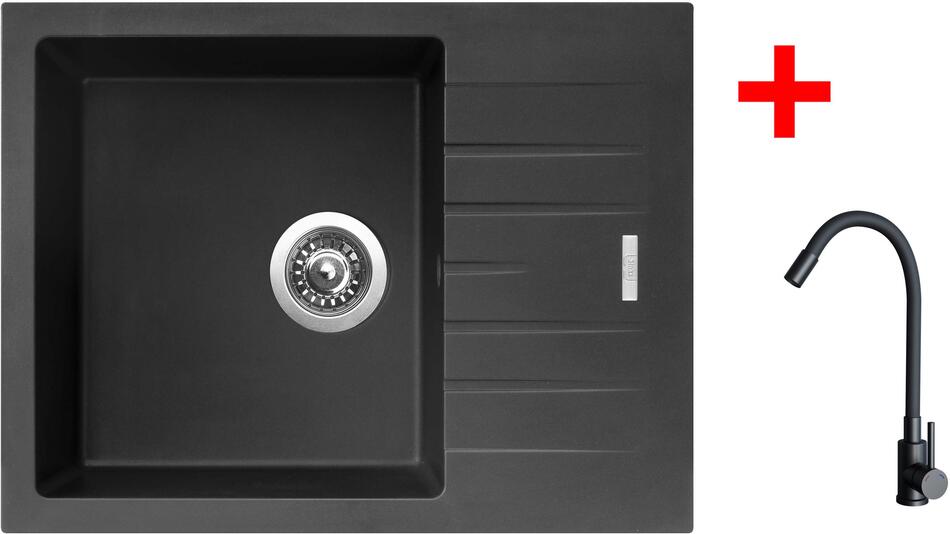 Sinks PERFECTO 650 Pureblack + ELASTA černá matná