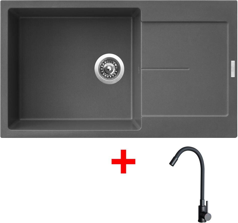 Sinks ULTIMA 860 XXL Titanium + ELASTA černá matná