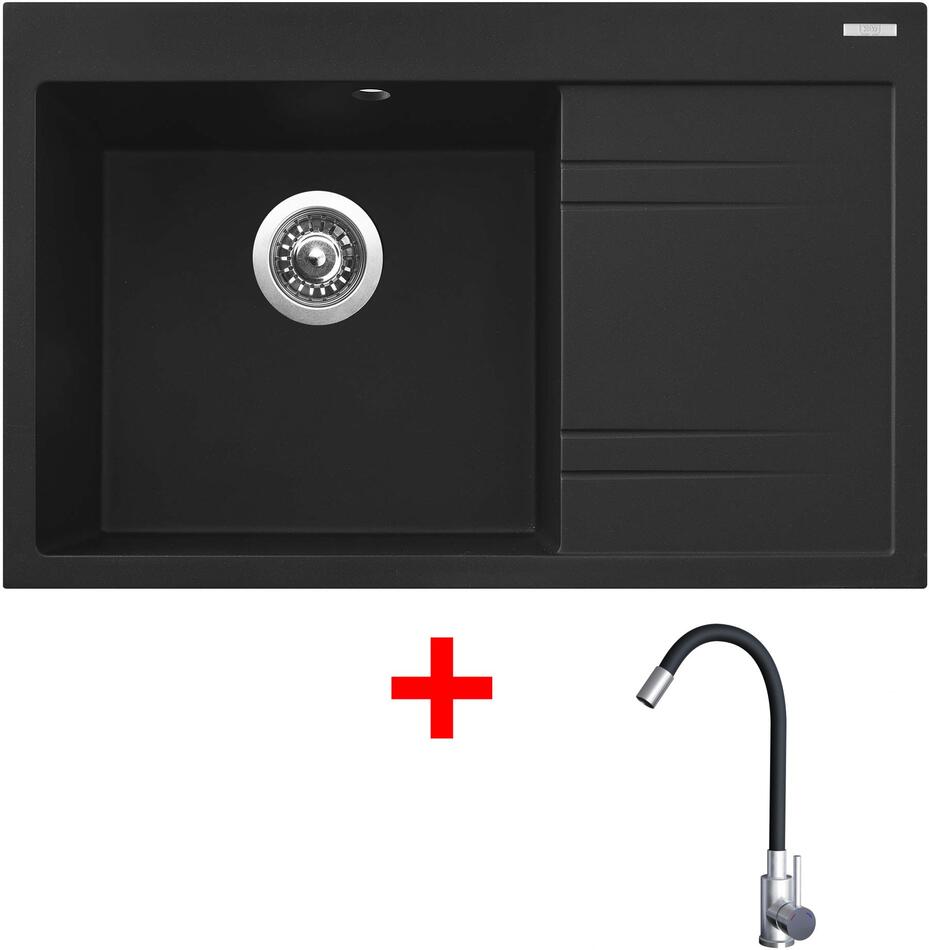 Sinks RIM 780 L Metalblack + Elasta nerez/černá