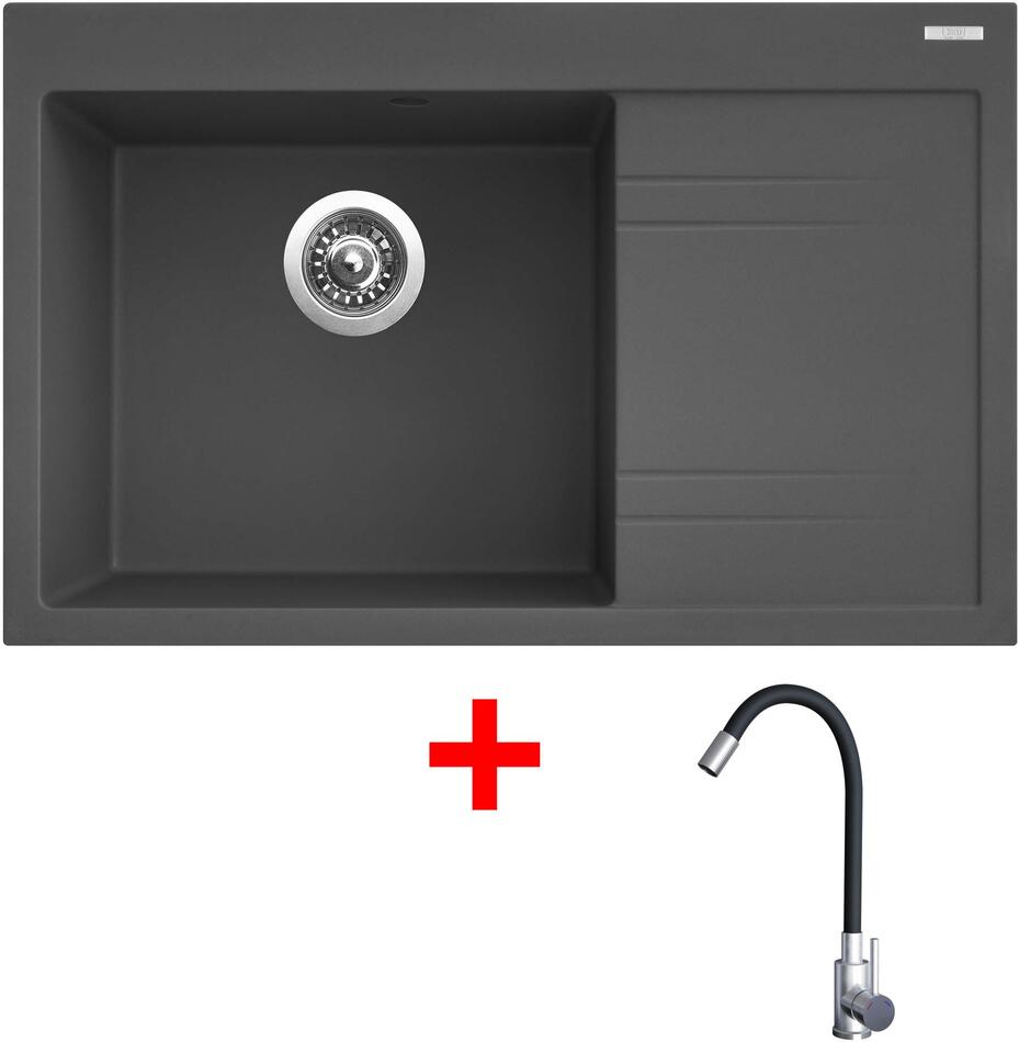 Sinks RIM 780 L Titanium + Elasta nerez/černá