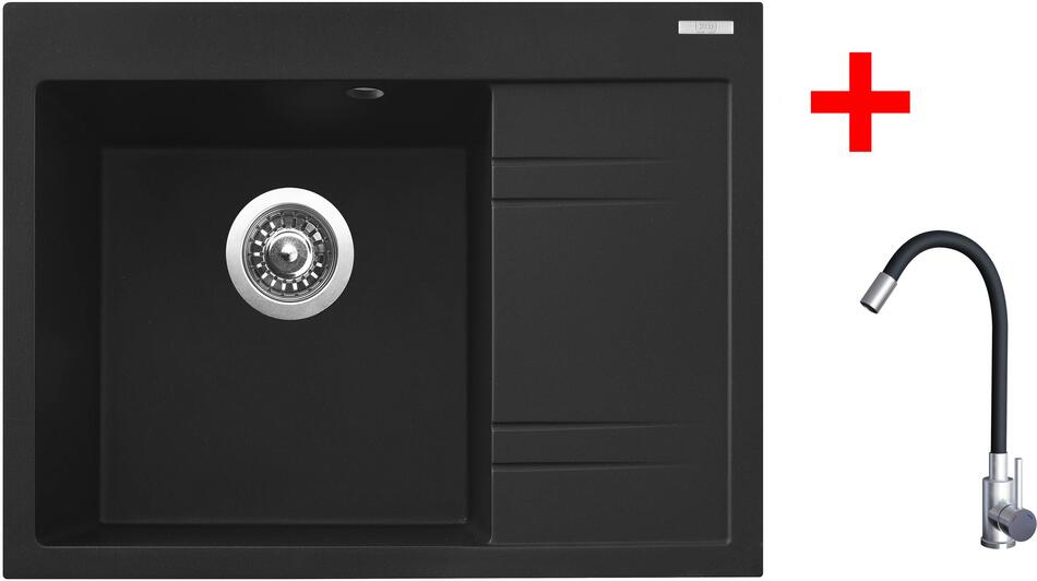 Sinks RIM 650 L Metalblack + Elasta nerez/černá