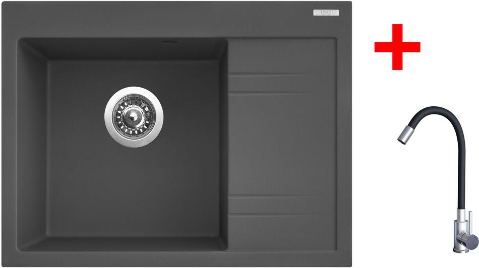 Sinks RIM 650 L Titanium + Elasta nerez/černá