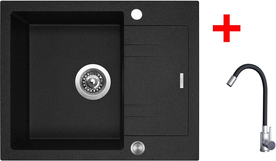 Sinks LINEA 600 XC Granblack + Elasta nerez/černá