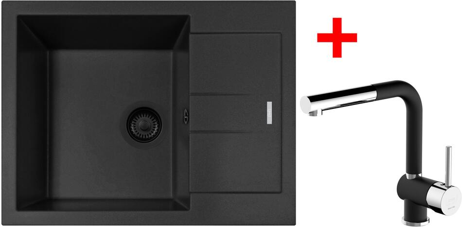 Sinks AMANDA 650 BL Nanoblack + MIX 3 P Nanoblack