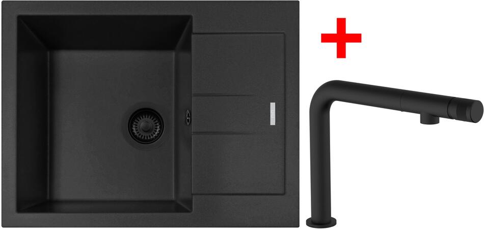 Sinks AMANDA 650 BL Nanoblack + COMFORTA Nanoblack