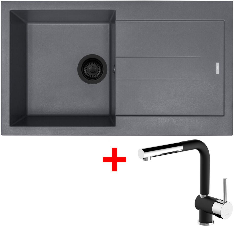 Sinks AMANDA 860 BL Nanogrey + MIX 3 P Nanoblack