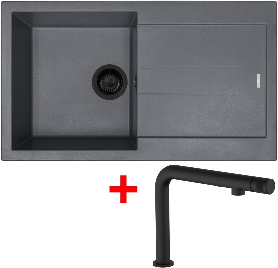 Sinks AMANDA 860 BL Nanogrey + COMFORTA Nanoblack