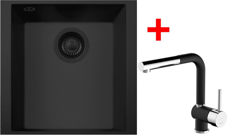 Sinks CUBE 340U BL Nanoblack + MIX 3 P Nanoblack
