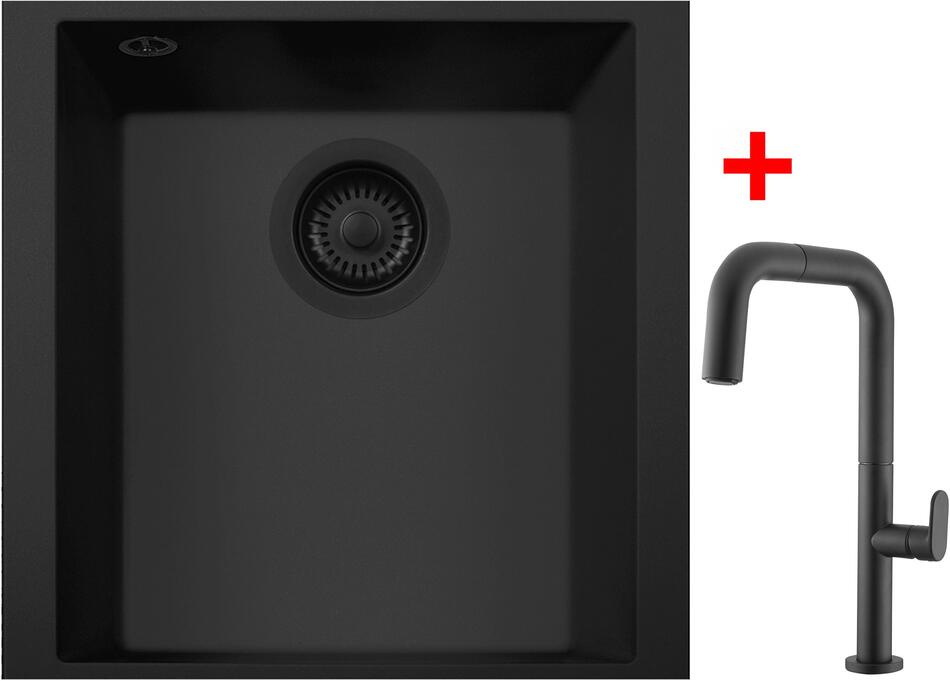 Sinks CUBE 340U BL Nanoblack + EVA P Nanoblack