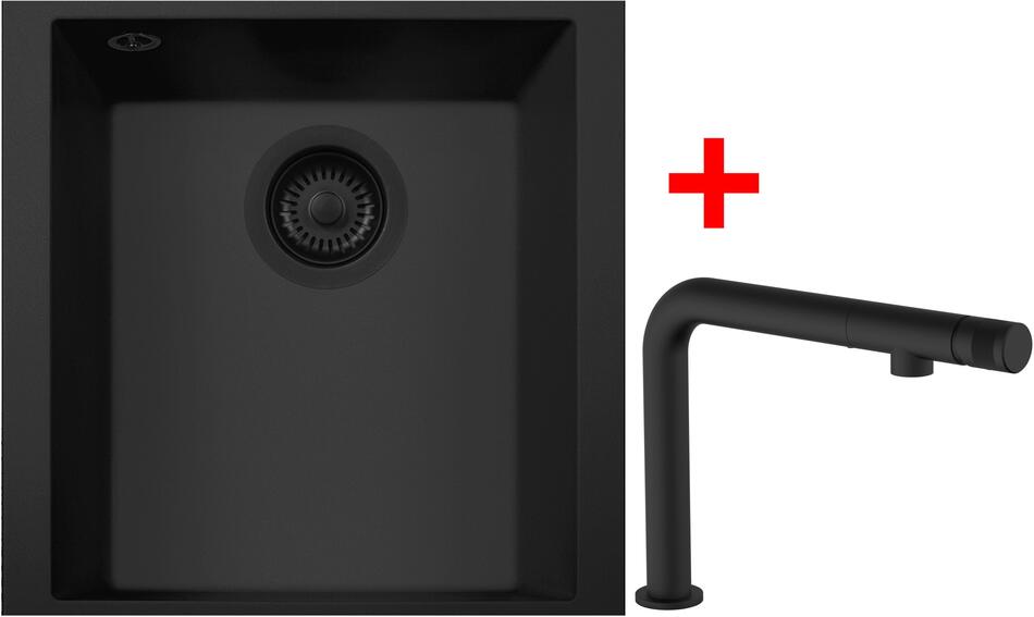 Sinks CUBE 340U BL Nanoblack + COMFORTA Nanoblack