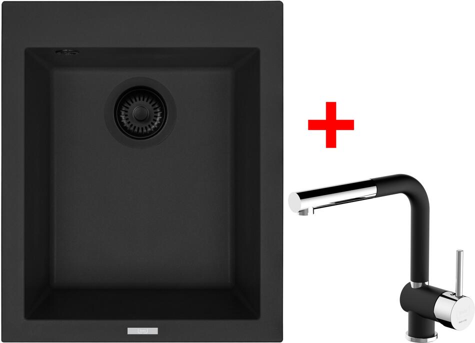 Sinks CUBE 410 BL Nanoblack + MIX 3 P Nanoblack