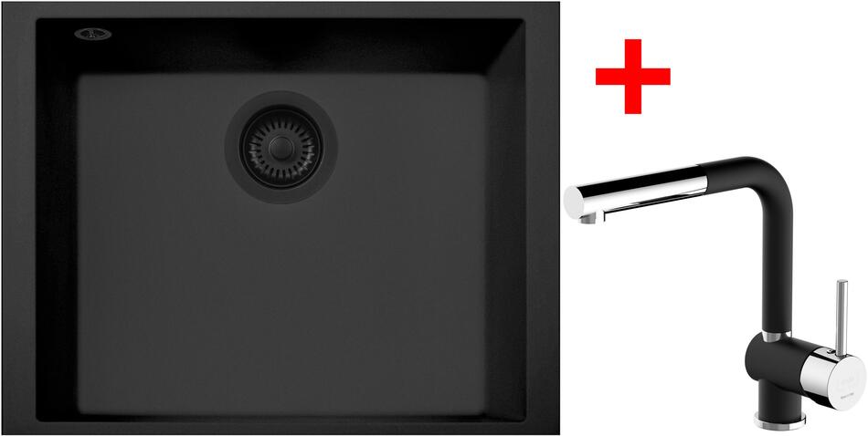 Sinks CUBE 490U BL Nanoblack + MIX 3 P Nanoblack