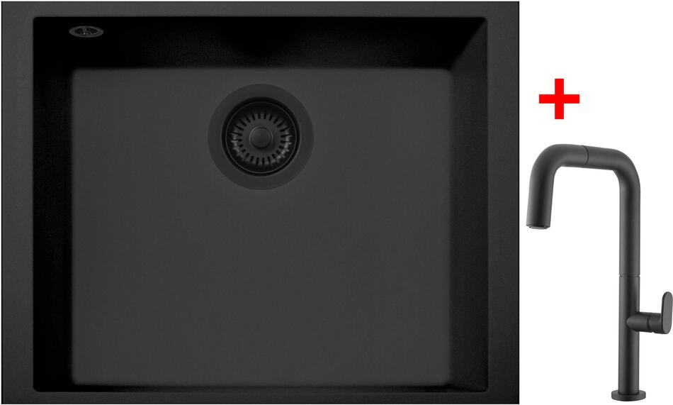 Sinks CUBE 490U BL Nanoblack + EVA P Nanoblack