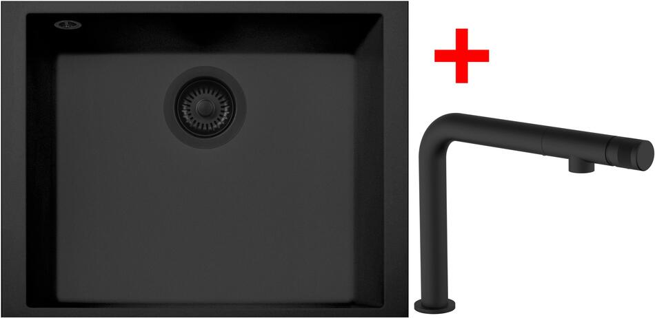 Sinks CUBE 490U BL Nanoblack + COMFORTA Nanoblack