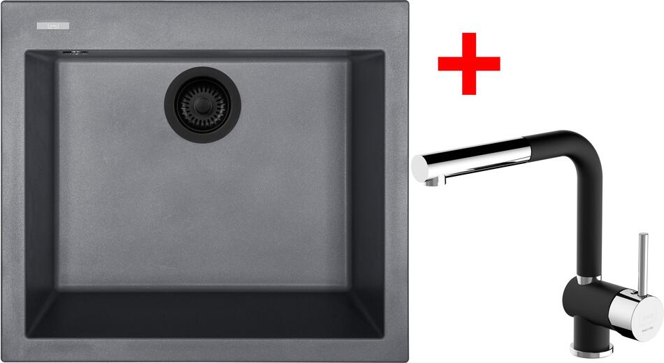 Sinks CUBE 560 BL Nanogrey + MIX 3 P Nanoblack