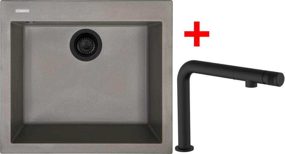 Sinks CUBE 560 BL Nanotruffle + COMFORTA Nanoblack