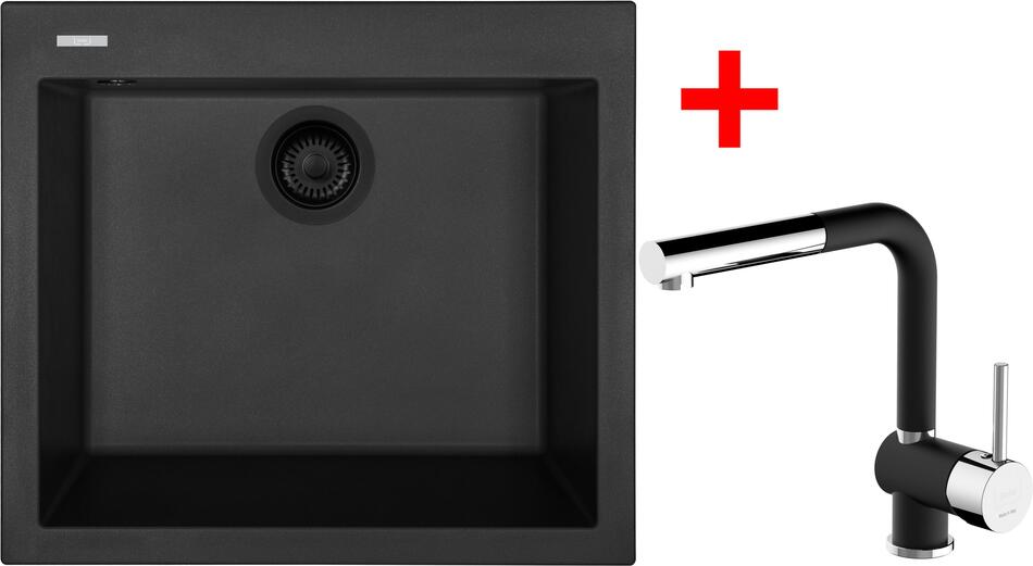 Sinks CUBE 560 BL Nanoblack + MIX 3 P Nanoblack