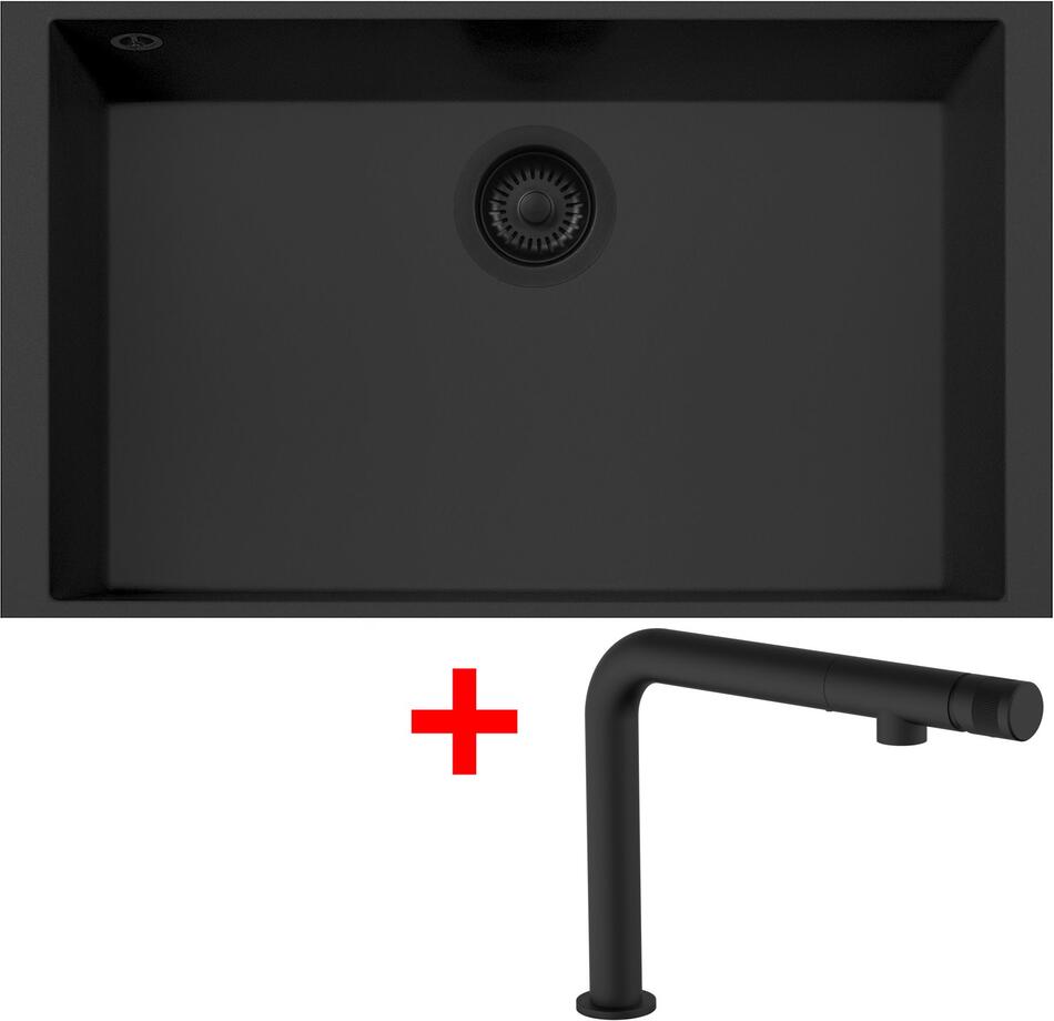 Sinks CUBE 690U BL Nanoblack + COMFORTA Nanoblack