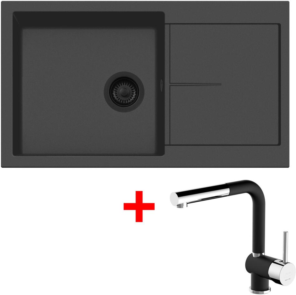 Sinks INFINITY 860 BL Nanoblack + MIX 3 P Nanoblack