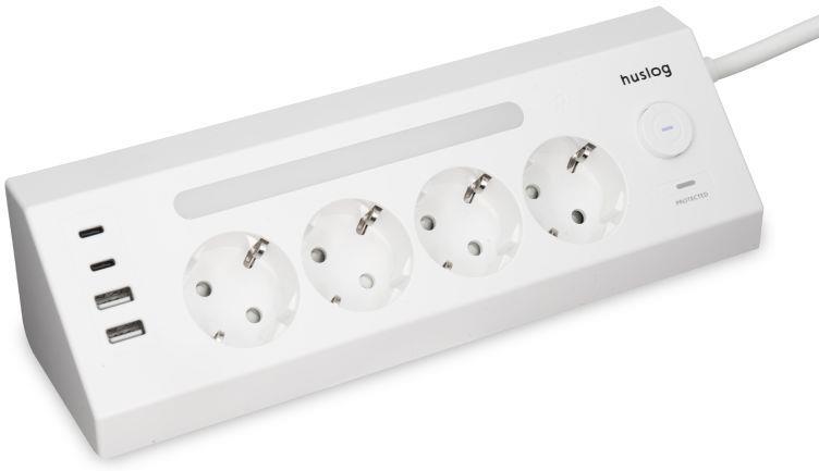 Nabíjecí stanice Huslog 15W 4xzásuvka, 2xUSB-C, 2xUSB, 1x LED světlo bílá