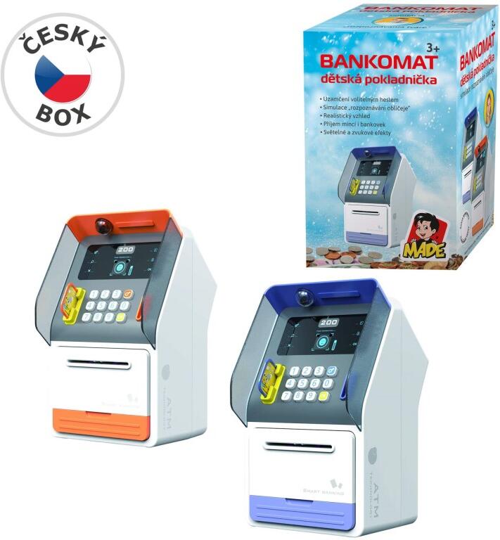 Dětská pokladnička bankomat s rozpoznáním obličeje