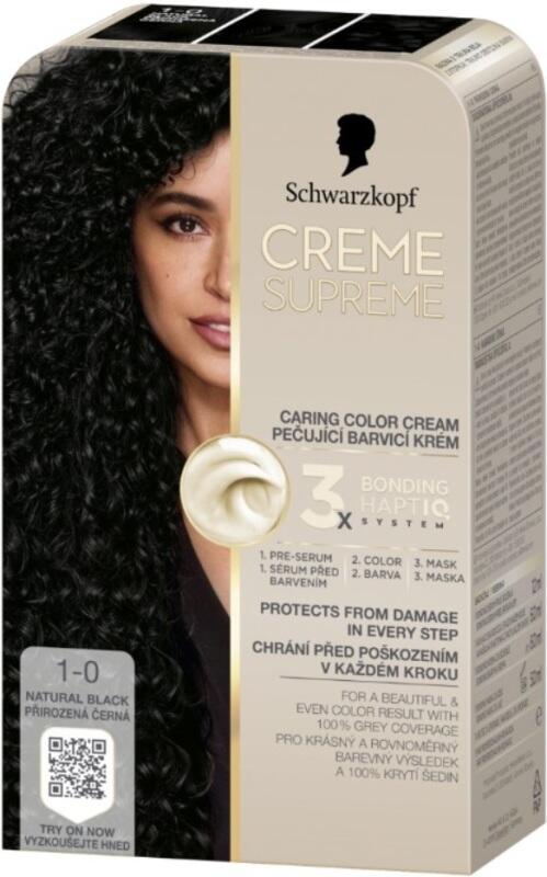 Schwarzkopf Creme Supreme barva na vlasy 1-0 přirozená černá 60 ml
